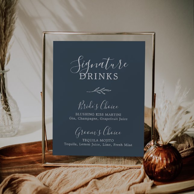 Póster Hoja mínima | Bebidas con firma azul pizarra (Subido por el creador)