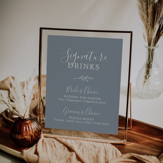 Póster Hoja mínima | Bebidas con firma azules y blancas (Subido por el creador)