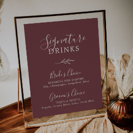 Póster Hoja mínima | Bebidas con firma de Borgoña