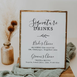 Póster Hoja mínima | Bebidas con firma en blanco y negro