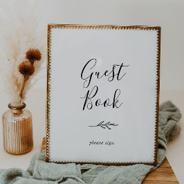 Póster Hoja mínima | Poster del libro de invitados en bla