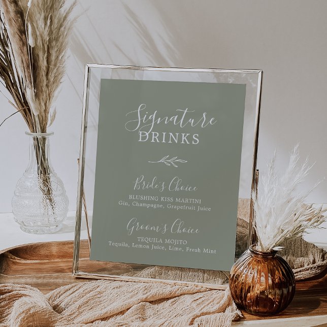 Póster Hoja mínima | Sage Green Signature Bebe Poster (Subido por el creador)