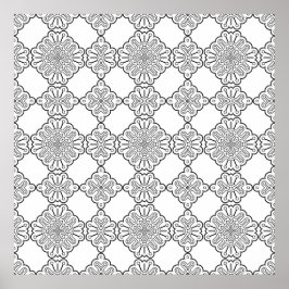 Póster Hoja para colorear patrón de medallón de azulejos