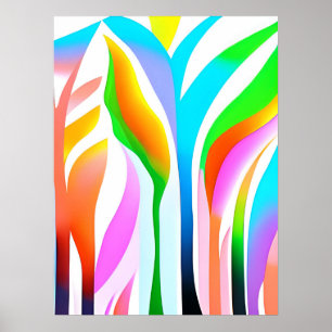 Póster Hojas abstractas en pasteles multicolores