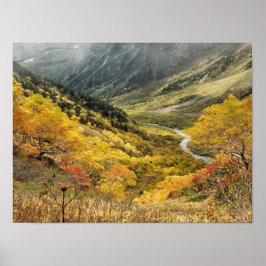 Póster Hojas amarillas otoñales naturales