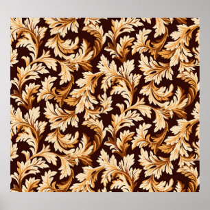 Póster Hojas Barrocas dibujadas a mano: Elegancia elegant