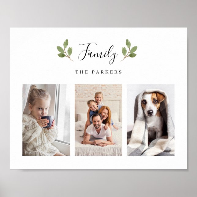 Póster Hojas botánicas | Familia de tres fotos (Frente)