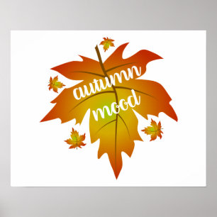 Póster Hojas de arce en la tipografía de humor de otoño