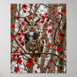 Póster Hojas de búho y arce