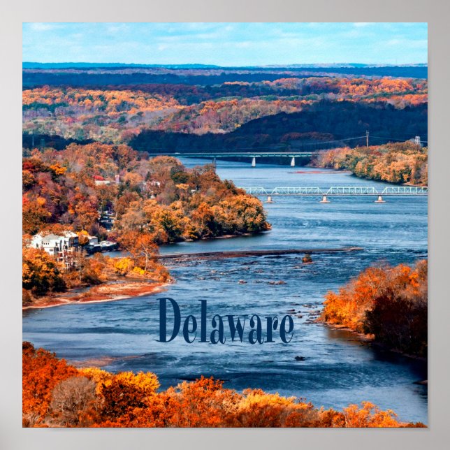 Póster Hojas de caída del río Delaware (Frente)