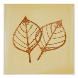 Póster Hojas de cobre de aspecto vintage
