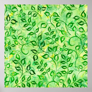 Póster Hojas de color de agua verde en un grupo de fondo