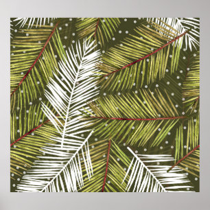 Póster Hojas de color de agua verde: Ilustracion sin foco