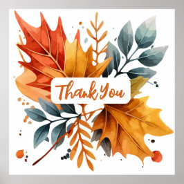 Póster Hojas de color de otoño de acuarela