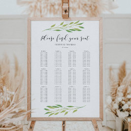 Póster Hojas de color verde acuático boda gráfico de asie