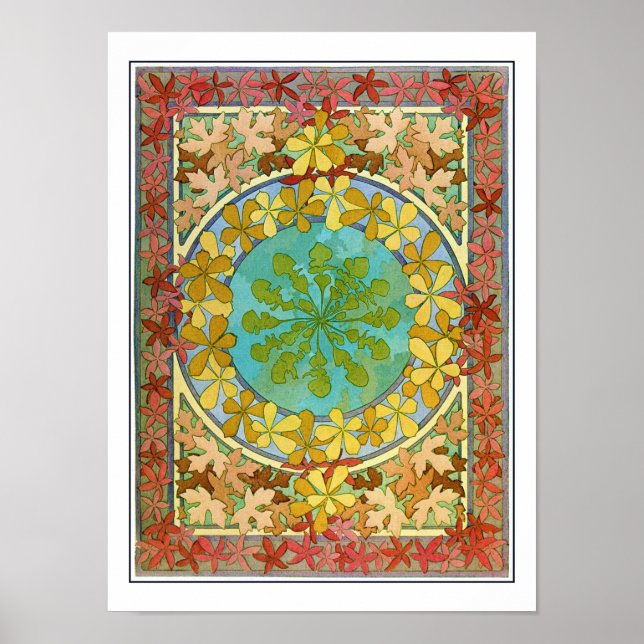 Póster Hojas de estilo Art Nouveau, Mucha (Frente)