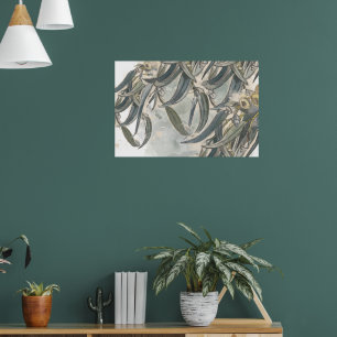 Póster Hojas de eucalipto de acuarela verde
