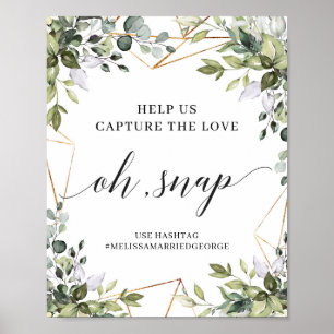 Póster hojas de eucalipto de follaje verde signo boho oh