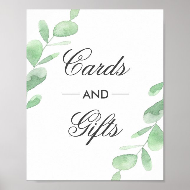 Póster Hojas de eucalipto. Poster de tarjetas y regalos p (Frente)