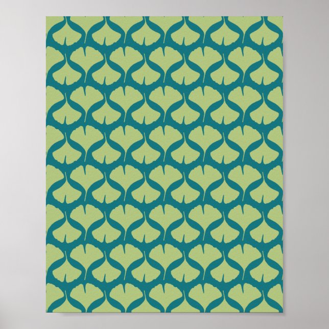 Póster Hojas de Ginkgo verde limón y Verde azuladas (Frente)