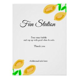 Póster hojas de limón dibujadas a mano añaden detalle de 