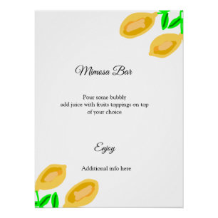 Póster hojas de limón dibujadas a mano añaden ducha de no