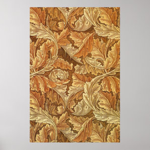 Póster Hojas de Otoño Acanthus Marrón de William Morris