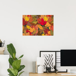 Póster Hojas de otoño coloridas