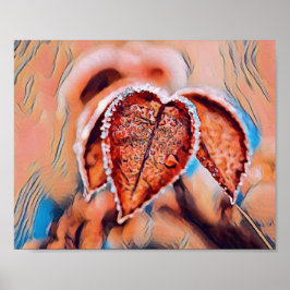 Póster Hojas de otoño coloridas con acuarela de color