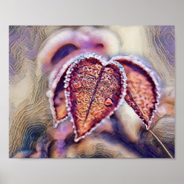 Póster Hojas de otoño coloridas con acuarela de color