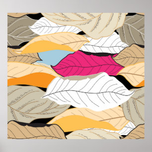 Póster Hojas de otoño coloridas, patrón sin costura.