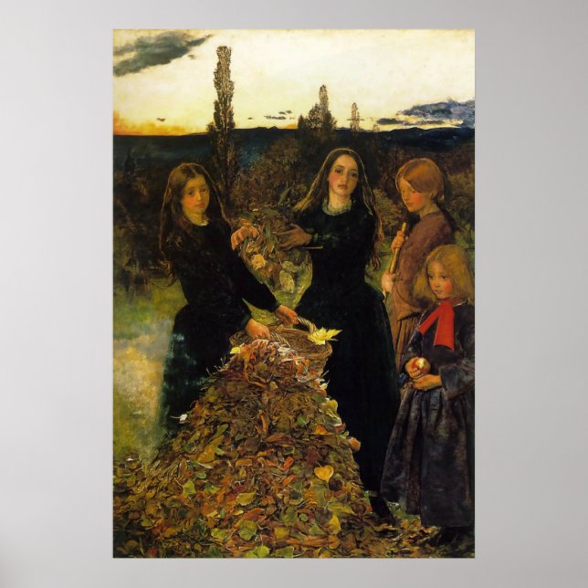 Póster Hojas de otoño de John Everett Millais (Frente)
