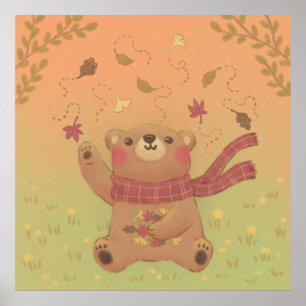 Póster Hojas de otoño de Teddy Bear