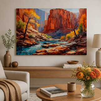 Póster Hojas de otoño en el cañón