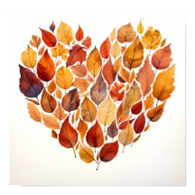 hojas de otoño en forma de huella cardíaca