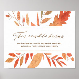 Póster Hojas de Otoño Esta Vela Arde Boda Memorial
