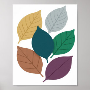 Póster Hojas de otoño grises llamativas Motivo artístico