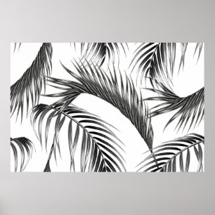 Póster Hojas de palmera tropicales sin soldadura de jungl