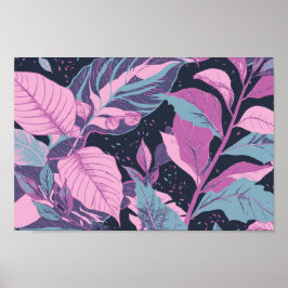 Póster Hojas de Pastel en fondo oscuro