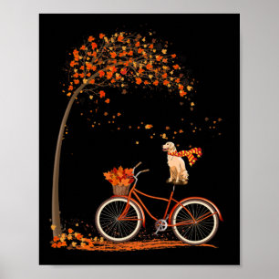 Póster Hojas de perro caída otoño ciclismo divertido Gold