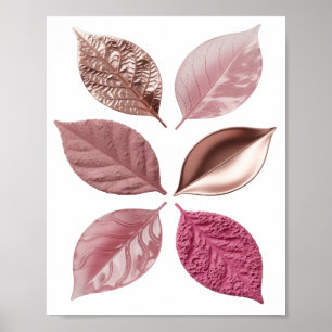 Póster Hojas de plata de diferentes tonos y texturas