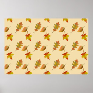Póster Hojas de roble acogedoras de arce de otoño