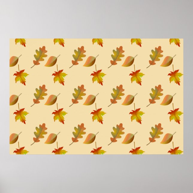 Póster Hojas de roble acogedoras de arce de otoño (Frente)