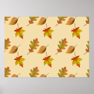 Póster Hojas de roble acogedoras de arce de otoño