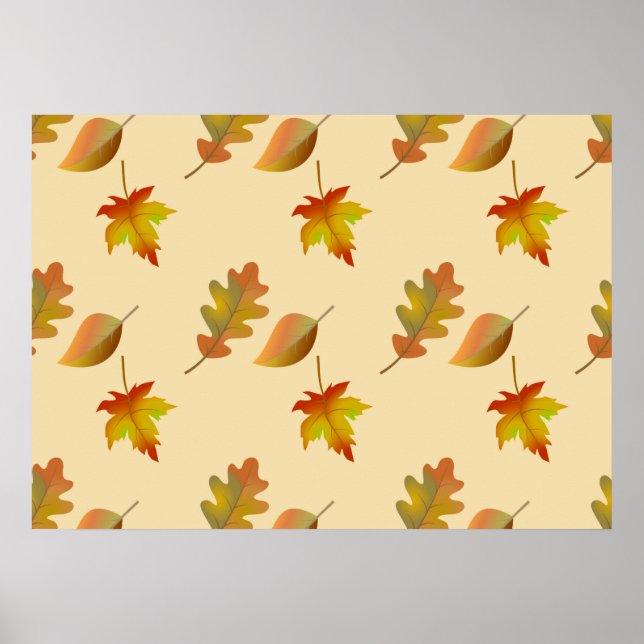 Póster Hojas de roble acogedoras de arce de otoño (Frente)