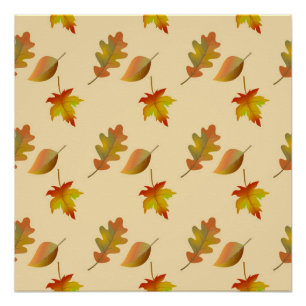 Póster Hojas de roble acogedoras de arce de otoño