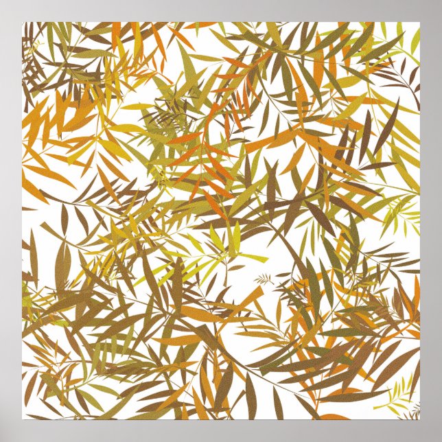 Póster Hojas de sauce golfd, bronce y marrón (Frente)