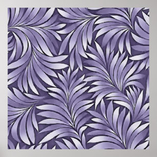 Póster Hojas decorativas en amatista y blanco