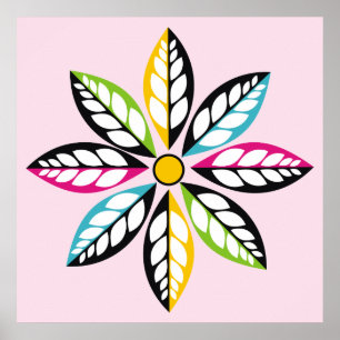 Póster Hojas decorativas - Flor moderna, abstracta
