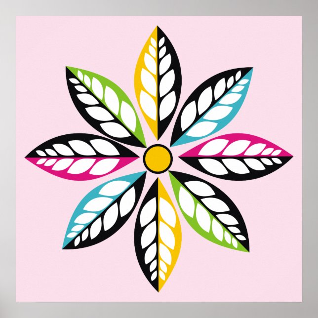 Póster Hojas decorativas - Flor moderna, abstracta (Frente)